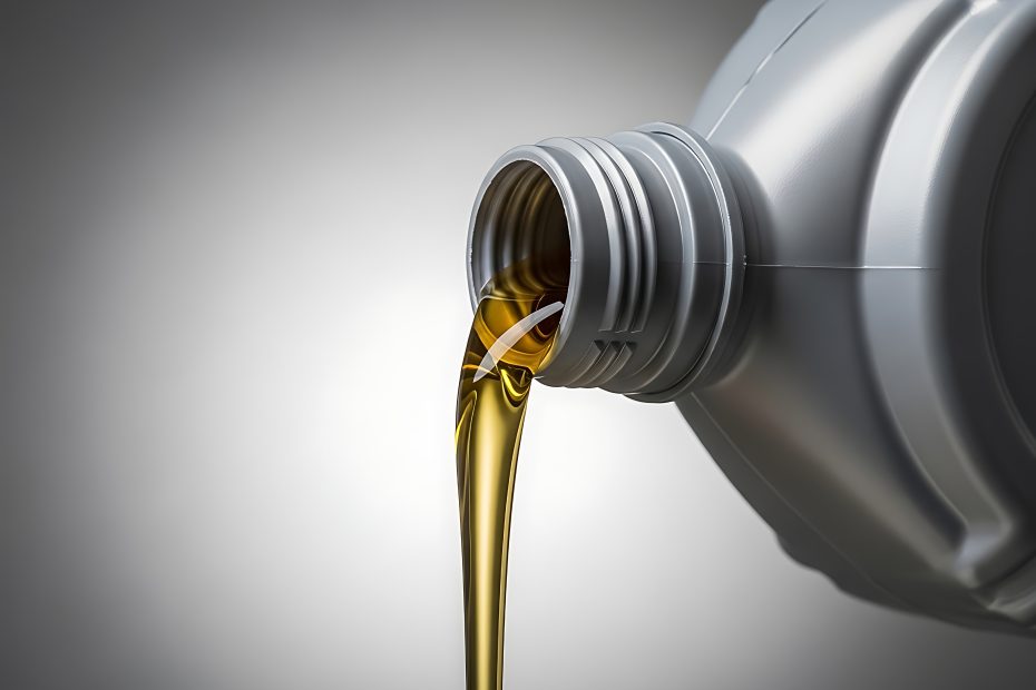 Pouring oil from a bottle